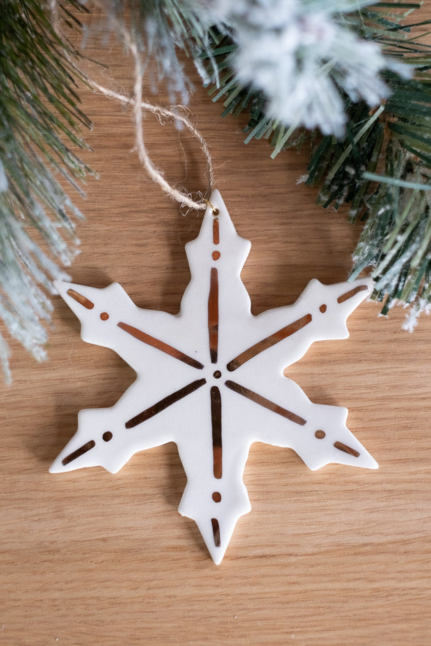 18k gold large snowflake ornament