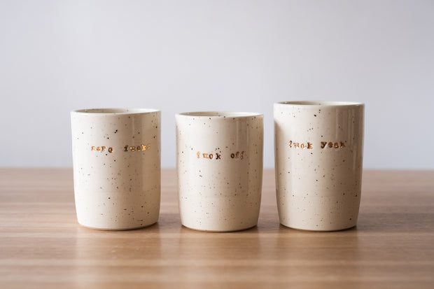 18k gold fuck off tumblers